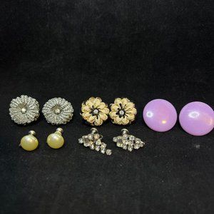 Lot of 5 Silver Tone Screw Back Earrings (3953)